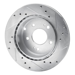 Mitsubishi Galant Brake Rotor (1) - Rear Left - R1 Concepts - Drilled & Slotted - Silver - `06-`12